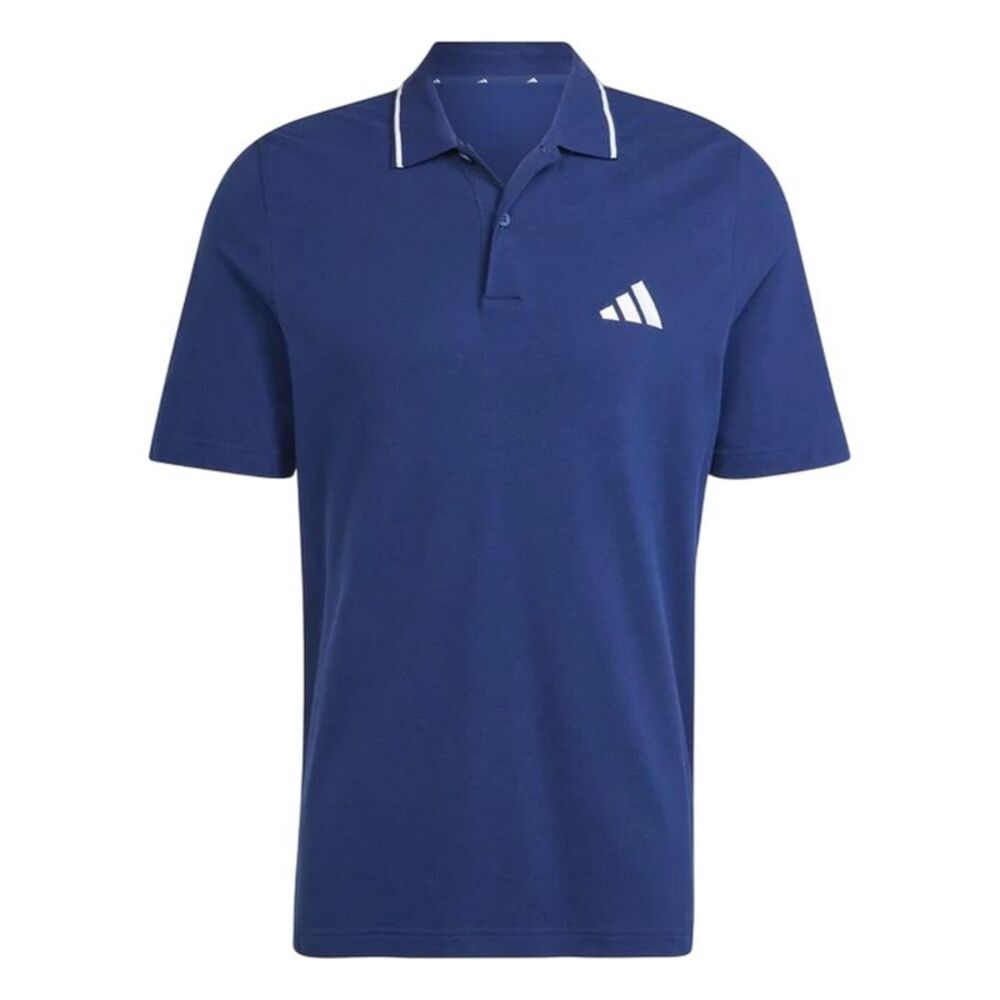 Adidas Mens Essentials 3 Stripes Cotton Polo Shirt / Navy/White